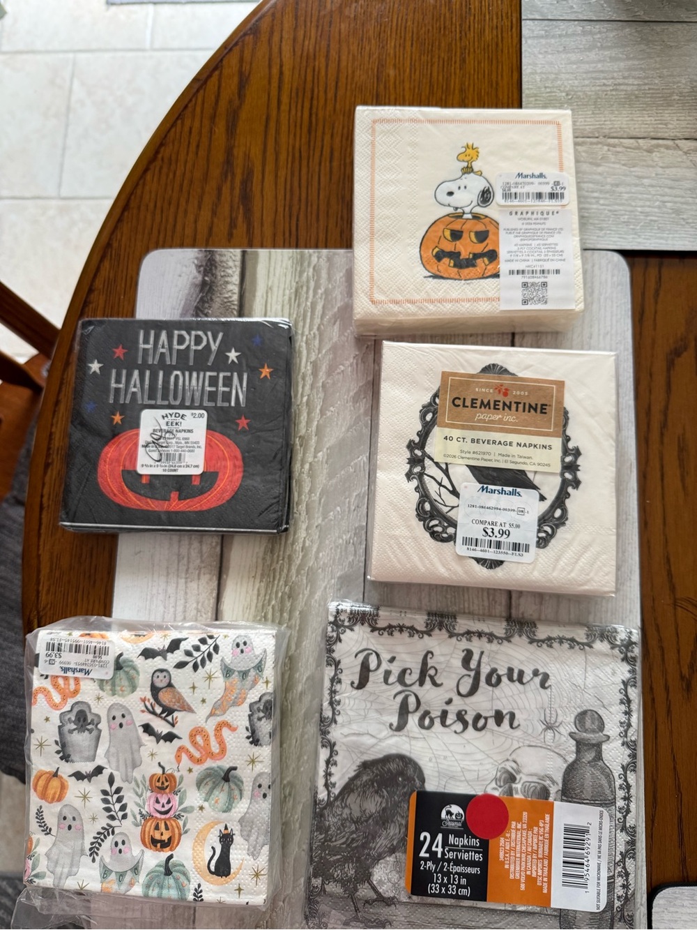 Hobby Lobby Halloween Disposable Napkins - Black, White, Orange, Cream, Gray